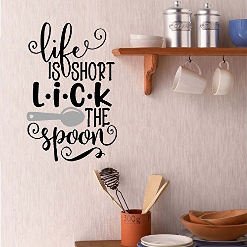 BestPricedDecals Life is Short Lick The Spoon: Kitchen Wall Decal 13" x 20"