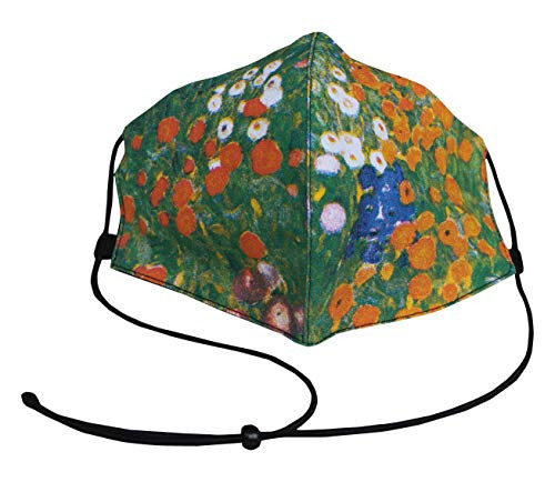 RaanPahMuang Fabric Reusable Fabric Facemask Artwork Face Mask Adjustable Size, Gustav Klimt - Garden in Flower