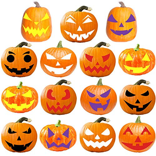 URATOT 15 Pack Halloween Pumpkin Decorating Craft Kits Colourful DIY Halloween Pumpkin Sticker Pumpkin Face Stickers Trick or Treat Pumpkin Stickers 5 Colors URATOT 15 Pack Halloween Pumpkin Decorating Craft Kits Colourful DIY Halloween Pumpkin Sticker Pumpkin Face Stickers Trick or Treat Pumpkin Stickers 5 Colors