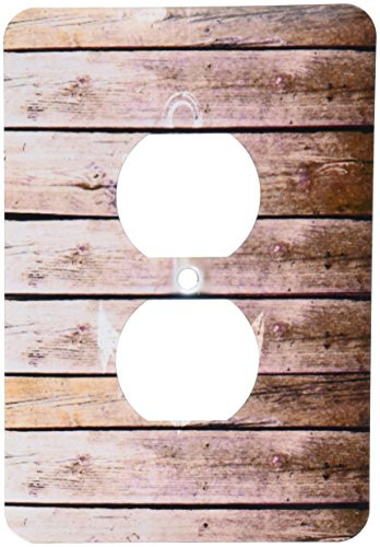 3dRose lsp_120205_6 White Anchor Stamp On Wood Texture Graphic Print Not Actually Wooden Brown Grunge Nautical Theme 2 Plug Outlet Cover