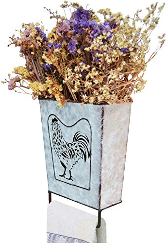 ShabbyDecor Galvanized Metal Farmhouse Bathroom Towel Bar Rustic Towel Holder Toilet Vintage Wall Organizer Container