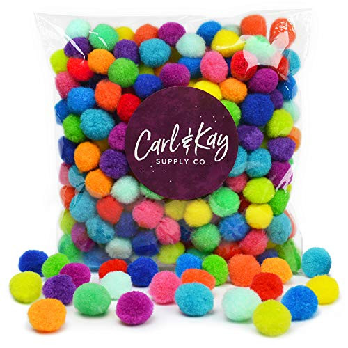 Carl & Kay [250 Pcs] 1 Inch Pom Poms in Bright & Bold Assorted Colors | Craft Pom Pom Balls | Pompoms for Crafts | Pom Pom for Crafts | Craft Pom Poms for Crafts