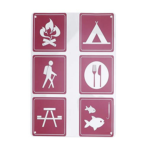 NUOBESTY 1 Sheet Camping Stickers Removable Camp Sign Stickers Guard Signs Label Outdoor Party Stickers for Game Entertainment School Events