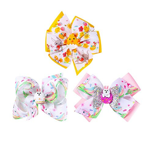 Baby Easter Bunny Headband with Flower Glitter Rabbit Ears for Easter Gift JHE06 (Hair Clip-D)