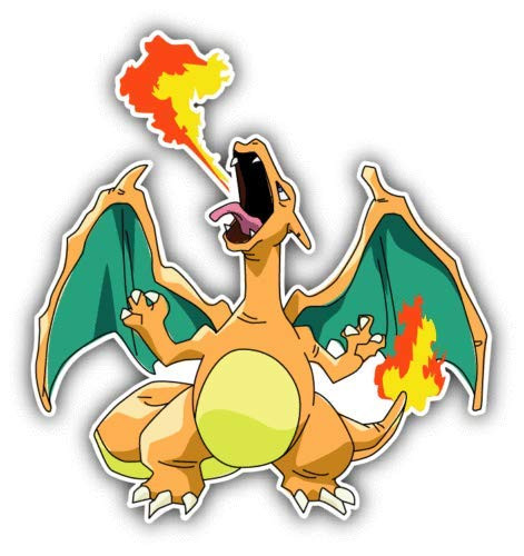 Pokemon Charizard Cartoon Vinyl Decal Sticker Car Decal Bumper Sticker for Use on Laptops Windowson Water Bottles Laptops Windows Scrapbook Luggage Lockers Cars Trucks