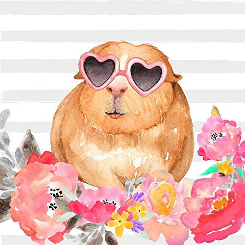 Posterazzi Collection Guinea Pig with Glasses Poster Print by Atelier B Art Studio (12 x 12)