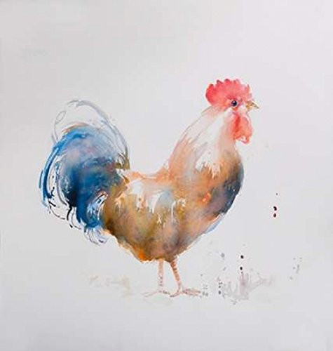 Posterazzi Collection Rooster Watercolor Style Poster Print by Atelier B Art Studio (12 x 12)