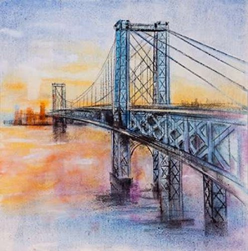 Posterazzi Collection Abstract Brooklyn Bridge Poster Print by Atelier B Art Studio (12 x 12)