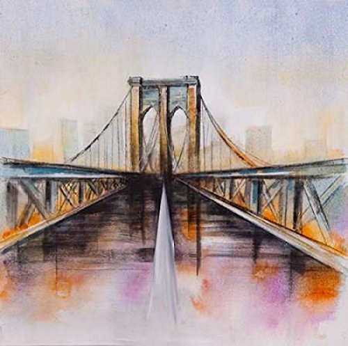 Posterazzi Collection Colorfull Brooklyn Bridge Poster Print by Atelier B Art Studio (12 x 12)