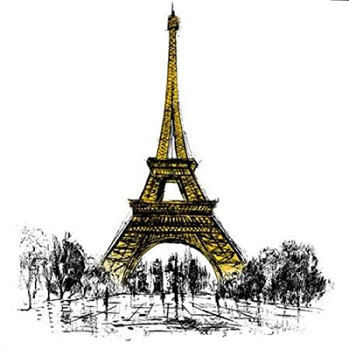 Posterazzi Collection Outline of Eiffel Tour Poster Print by Atelier B Art Studio (12 x 12)