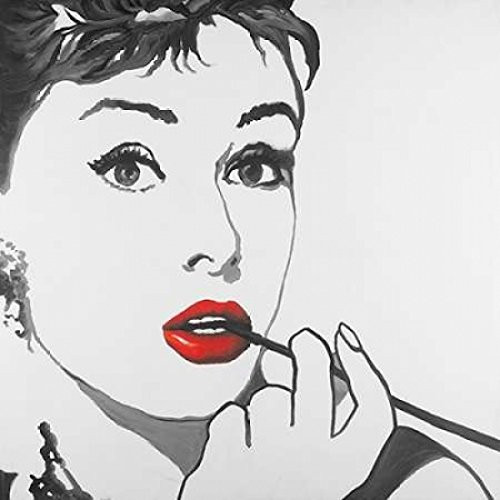 Posterazzi Collection Audrey Hepburn Outline Style Poster Print by Atelier B Art Studio (12 x 12)