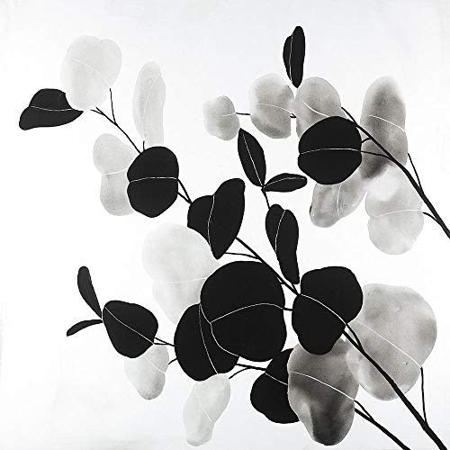 Posterazzi Collection Grayscale Branches with Round Shape Leaves Poster Print by Atelier B Art Studio (12 x 12)