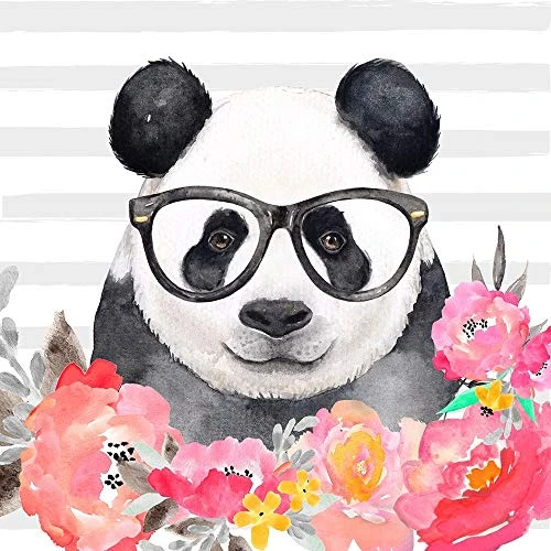 Posterazzi Collection Panda with Glasses Poster Print by Atelier B Art Studio (12 x 12)