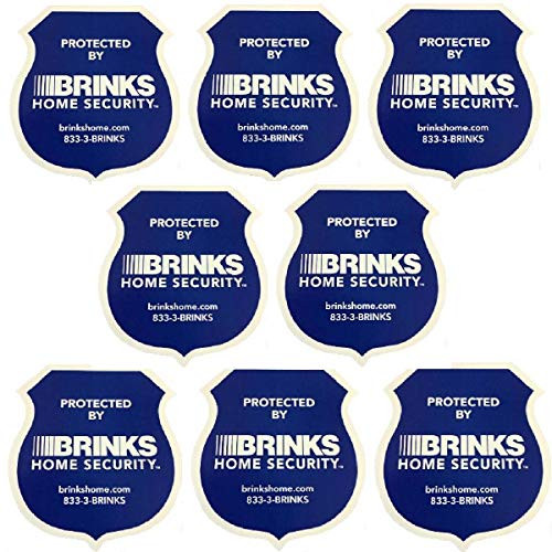 BRINKS Home Security Window Warning Sticker Signs 8 Lot - 3.5 x 3.75 Brand Waterproof Indoor/Outdoor Window Decals U/V Protected. Home and Business use