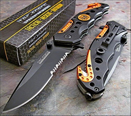 TAC-FORCE Spring Assisted Opening EMT EMS ORANGE Rescue Folding Pocket Knife Model: