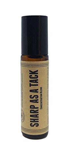 Sharp As A Tack Pre-Diluted Essential Oil Roll-On Blend 10ml (1/3oz) - Focus, Concentration, Mental Clarity, ADHD, Study, Memory