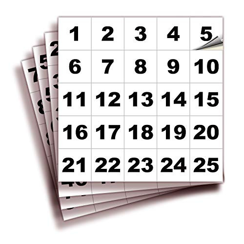 Consecutive Number Vinyl Stickers  1 to 100, 1.5-inch, 1 Set  White Self Adhesive Premium Decal. Ideal for Inventory, Storage, Organizing, Boxes, Bins, Toolbox, Lockers and More. Indoor  and  Outdoor