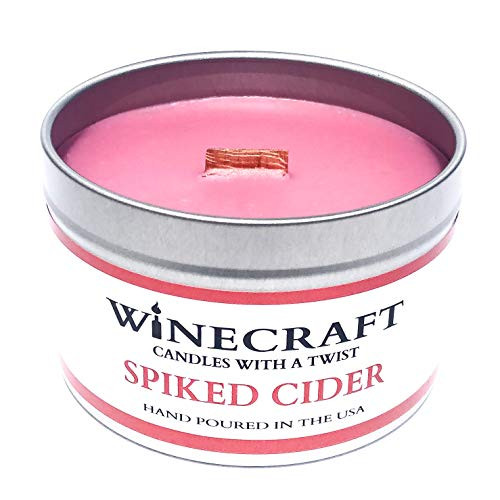 WOODEN WICK Candle - Wine Scented Soy Wax - Fall/Winter/Holiday Seasonal (Spiked Cider)