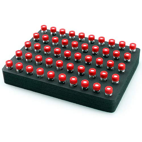 Polar Whale 2ml Vial Rack Black Foam Storage Rack Holder Organizer Stand Transport Holds 50 Vials Fits up to 12mm Diameter