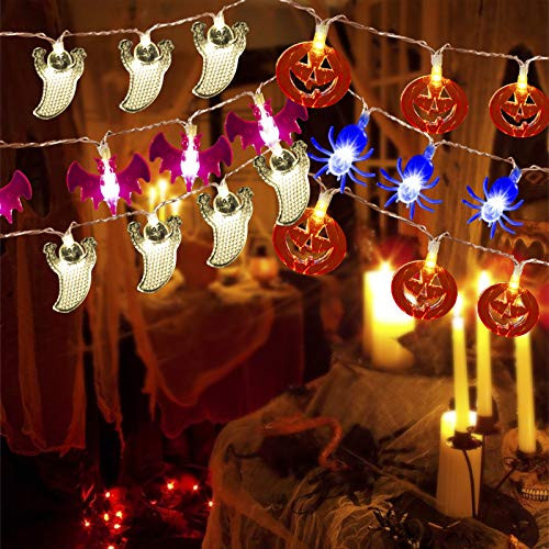 V-TECHOLOGY Halloween String Light ?7.5Ft Pumpkin Light Bat Ghost Spider String Decorations Lights String with 20 LED for Indoor/Outdoor Halloween Party Decor Battery Operated V-TECHOLOGY Halloween String Light ?7.5Ft Pumpkin Light Bat Ghost Spider String Decorations Lights String with 20 LED for Indoor/Outdoor Halloween Party Decor Battery Operated