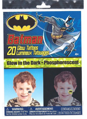 BATMAN Glow in the Dark 20 Temporary Tattoos