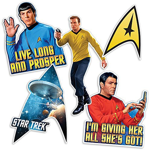 Popfunk Star Trek Collectible Stickers with Captain Kirk, Spock, Scotty,  and  The Command Delta Shield