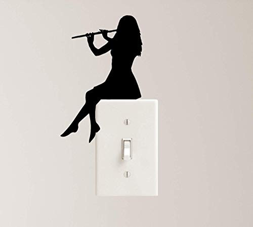 Flute Music Decal Vinyl Sticker Sitting Girl Jazz Classical Instrument Laptop MacBook Flute Music Decal Vinyl Sticker Sitting Girl Jazz Classical Instrument Laptop MacBook