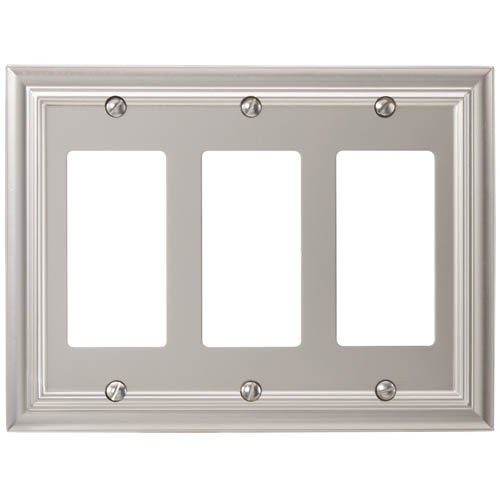 Amerelle 94RRRN Continental Cast Metal Wallplate with 3 Rocker, Satin Nickel