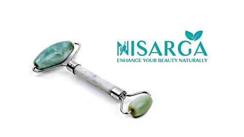 NISARGA Natural Jade roller, Anti aging face massager help reduce wrinkles, 100 percent natural jade stone, Jade roller For Face, Brighten skin, Facial massage therapy NISARGA Natural Jade roller, Anti aging face massager help reduce wrinkles, 100 percent natural jade stone, Jade roller For Face, Brighten skin, Facial massage therapy