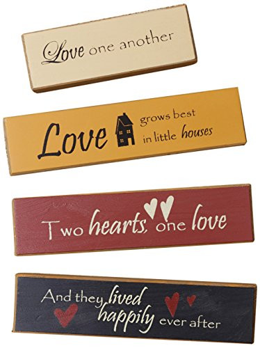 Your Heart's Delight Love Wood Decor Block Set, 6-3/4 by 1-1/2-Inch