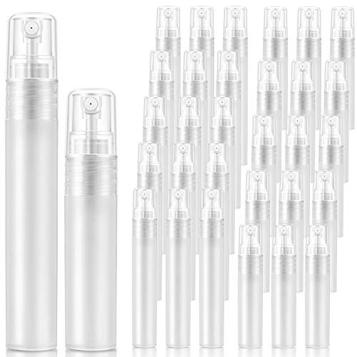 30 Pieces Mini Clear Plastic Spray Bottles Portable Perfume Bottles Fine Mist Sprayer Empty Refillable Container Atomizer for Cleaning, Travel, Essential Oil and More, 5 ml and 10 ml