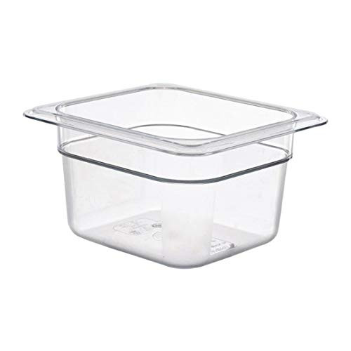 Cambro Clear Camwear 1/6 Size Food Pan, 4" H Cambro Clear Camwear 1/6 Size Food Pan, 4" H