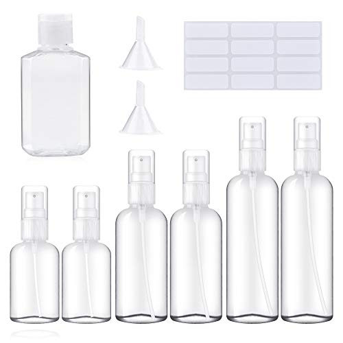 Spray Bottle DoRight Empty Clear Pump Bottle Dispenser, Refillable Misting Spray Bottle, Make Up Essential Oil Roller Bottles, Travel Size Bottles for Lotion, Liquid, Hair, Plant, Cleaning Solution