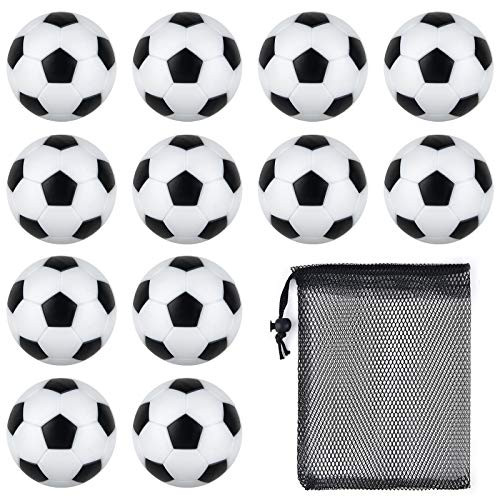 Coopay 12 Pieces 36mm Foosball Balls Table Football Soccer Replacement Balls Multicolor Official Tabletop Game Balls with a Black Drawstring Bag (Black/White)