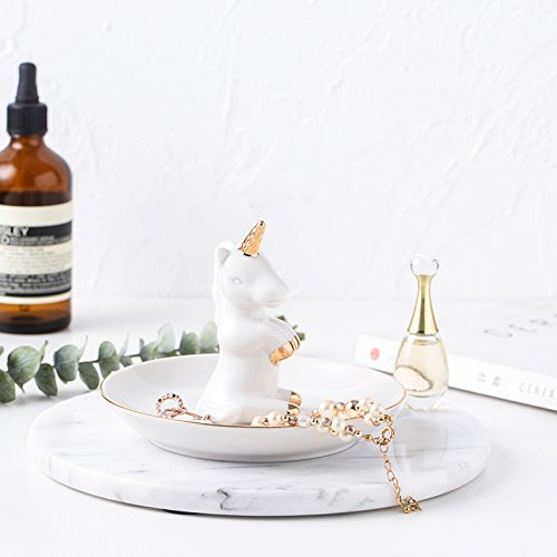 Emoson's Ceramic Jewelry Tray Ring Holder Trinket Dish Necklace Earrings Rings Jewelry Organizer Display (Unicorn) Emoson's Ceramic Jewelry Tray Ring Holder Trinket Dish Necklace Earrings Rings Jewelry Organizer Display (Unicorn)