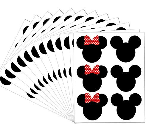 Red Big Mickey Mouse Head Stickers Chalkboard Labels 2.97 inches x 2.5 inches Large Vinyl Minnie Mouse Chalk Labels - Mickey Minnie Mouse Ear Blackboard Stickers 90 Pack (Red)