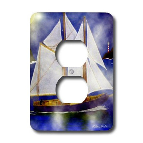 3dRose lsp_6662_6"A Sailors Dream-Smudge Ship Art" 2 Plug Outlet Cover Multicolor