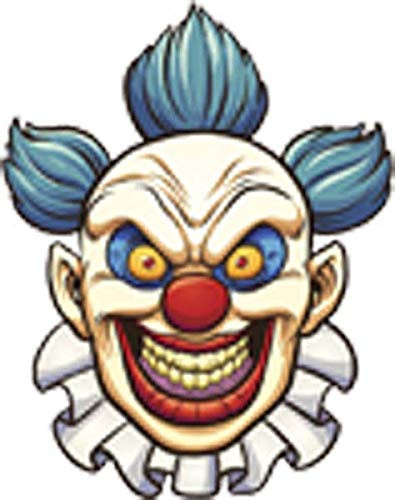 Creepy Scary Halloween Carnival Clown Cartoon Head Vinyl Decal Sticker (4" Tall)