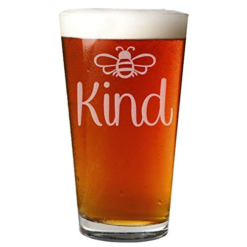 Etched 16oz Pint Beer Glass, Bee Kind