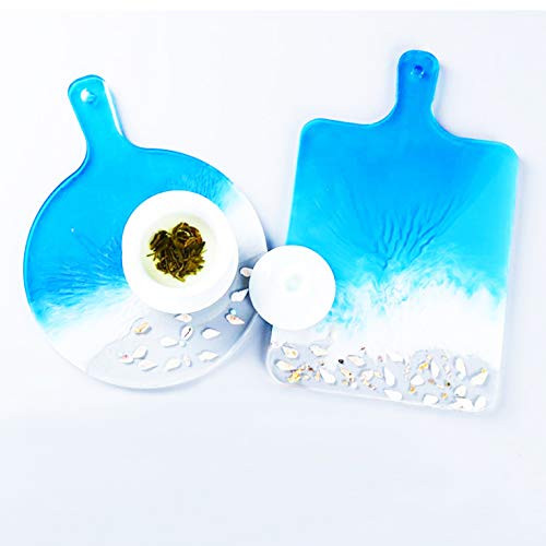 Resin Tray Mold,Rolling Tray Mold for Resin,Silicone Tray Molds for Epoxy Resin,Cutting Board Mold with Handle for Resin Casting,Large Square and Round Shaped for DIY Serving Tray Serving Board