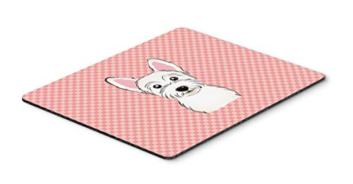 Caroline's Treasures BB1226MP Checkerboard Pink Westie Mouse Pad, Hot Pad or Trivet, Large, Multicolor
