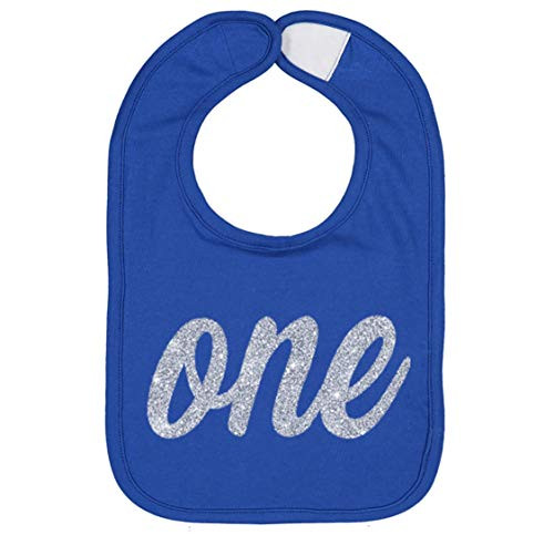 Handmade Cute Baby Boy Girl Silver Gold First Birthday Smash Cake Bibs - My 1st Birthday Bib (One Silver Royal)