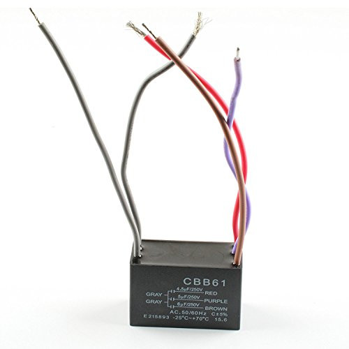 PODOY 5 wire Ceiling Fan Capacitor for BM CBB61 250VAC 4.5uf+5uf+6uf 50/60Hz
