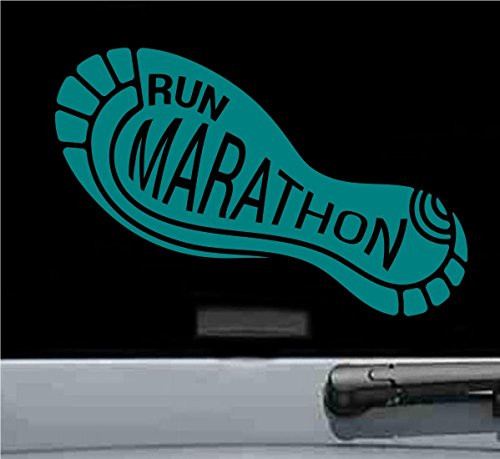 Run marathon Vinyl Decal Sticker 5K 10K running shoes 13.1 26.2 (TEAL)