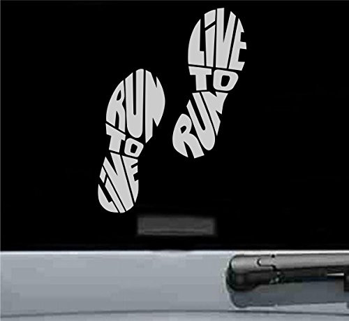 Run to live live to run Vinyl Decal Sticker 5K 10K running shoes 13.1 26.2 (SILVER)