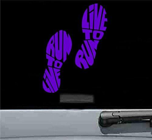 Run to live live to run Vinyl Decal Sticker 5K 10K running shoes 13.1 26.2 (PURPLE)