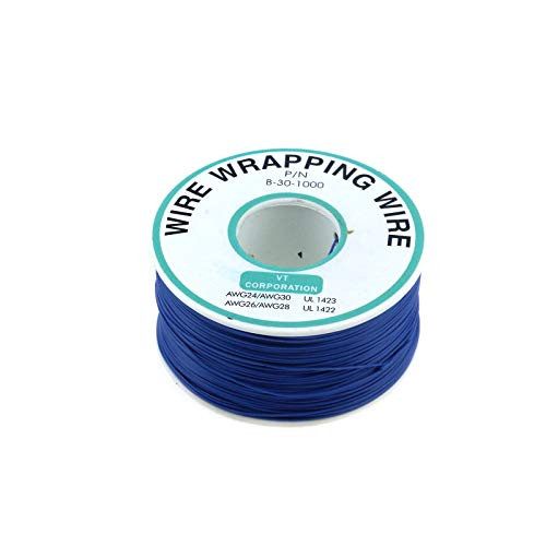 Quluxe 250M PCB Solder PVC Coated Tin Plated Copper Wire Wire-Wrapping 30AWG 105 Celsius Cable Roll for Laptop Motherboard PCB Solder- Blue