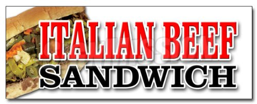 12" Italian Beef Sandwich Decal Sticker Salami Meat Deli Italian Restaurant