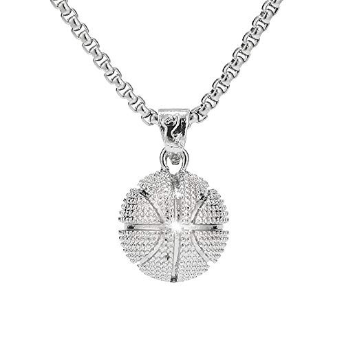 Basketball Necklace Basketball Pendant Necklace Stainless Steel Necklace Sports Necklace for Boy (White) Basketball Necklace Basketball Pendant Necklace Stainless Steel Necklace Sports Necklace for Boy (White)