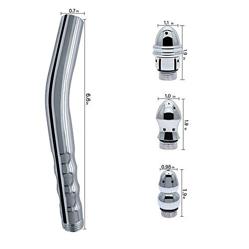 Enema Nozzle Shower 3 Heads Aluminum Enema Shower Colonic Douche System Vaginal Anal Cleaner Colonic Douche System Cleaner(Silver)